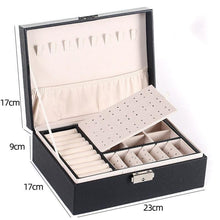 将图片加载到图库查看器,1pcs Double Layer Storage Box For Men And Women Large Capacity Leather Jewelry Box Hardware Latch Travel Portable Flip Lid Palm Jewelry Box Jewelry Box for Women Girls Necklace Ring Storage Organizer 2 Layers Large PU-Leathers Jewelry Case