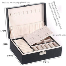 将图片加载到图库查看器,1pcs Double Layer Storage Box For Men And Women Large Capacity Leather Jewelry Box Hardware Latch Travel Portable Flip Lid Palm Jewelry Box Jewelry Box for Women Girls Necklace Ring Storage Organizer 2 Layers Large PU-Leathers Jewelry Case