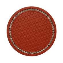 将图片加载到图库查看器,1PCS Universal 7cm Car Style Coasters Pad Pink Cup Holder Mat Rhinestone Waterproof Anti Slip Vehicle Bling Car Coasters Pink PVC Travel Auto Cup Holder Insert Coaster Anti Slip Crystal Vehicle Interior Accessories Cup Mats For Women Girl