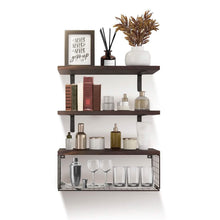 Load image into Gallery viewer, 2-in-1 Floating Shelves Wall Mounted with Storage Basket