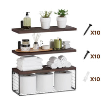 Load image into Gallery viewer, 2-in-1 Floating Shelves Wall Mounted with Storage Basket