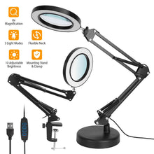 Load image into Gallery viewer, 2-in-1 LED Magnifier Desk Lamp with 8x Magnifying Glass