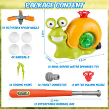 Load image into Gallery viewer, 2-in-1 Snail Water Sprinkler Baseball Toy with 2 Sprinkler Nozzles