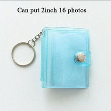 Load image into Gallery viewer, 2 Inch Photo Album PVC Sequins Transparent Sticker & Name Card Holder 16 Pockets Photo Holder Business Card Bag Mini Photo Holds Photos with Key Chain Album Gifts