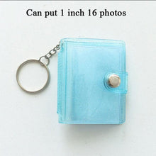 Load image into Gallery viewer, 2 Inch Photo Album PVC Sequins Transparent Sticker & Name Card Holder 16 Pockets Photo Holder Business Card Bag Mini Photo Holds Photos with Key Chain Album Gifts