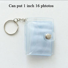 Load image into Gallery viewer, 2 Inch Photo Album PVC Sequins Transparent Sticker & Name Card Holder 16 Pockets Photo Holder Business Card Bag Mini Photo Holds Photos with Key Chain Album Gifts