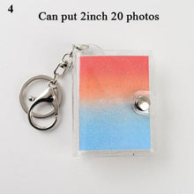 Load image into Gallery viewer, 2 Inch Photo Album PVC Sequins Transparent Sticker & Name Card Holder 16 Pockets Photo Holder Business Card Bag Mini Photo Holds Photos with Key Chain Album Gifts