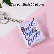 Load image into Gallery viewer, 2 Inch Photo Album PVC Sequins Transparent Sticker & Name Card Holder 16 Pockets Photo Holder Business Card Bag Mini Photo Holds Photos with Key Chain Album Gifts