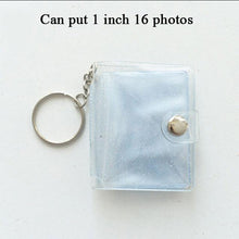 Load image into Gallery viewer, 2 Inch Photo Album PVC Sequins Transparent Sticker & Name Card Holder 16 Pockets Photo Holder Business Card Bag Mini Photo Holds Photos with Key Chain Album Gifts