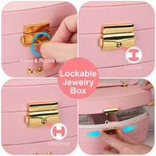 将图片加载到图库查看器,2-Layer Lockable Leather Jewelry Box