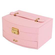 将图片加载到图库查看器,2-Layer Lockable Leather Jewelry Box