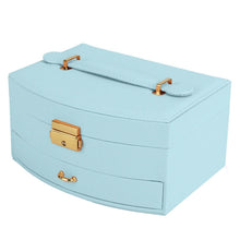 将图片加载到图库查看器,2-Layer Lockable Leather Jewelry Box
