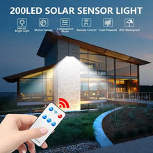 Load image into Gallery viewer, 2-Pack: 200-LED/3Modes Upgraded Split Solar Motion Sensor Light Outdoor with Remote