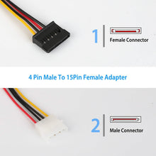 将图片加载到图库查看器,2-Pack: 4 Pin Male To 15Pin Female Data Cable Adapter