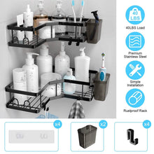 Load image into Gallery viewer, 2-Pack: Corner Shower Caddy No Drilling Adhesive Shower Organizer