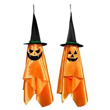 将图片加载到图库查看器,2-Pack: Hanging Ghosts with Wizard Hat Snicker Scary Face