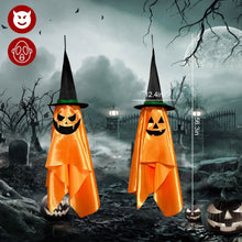 将图片加载到图库查看器,2-Pack: Hanging Ghosts with Wizard Hat Snicker Scary Face