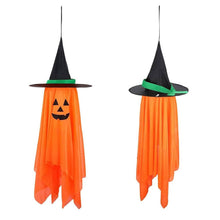 将图片加载到图库查看器,2-Pack: Hanging Ghosts with Wizard Hat Snicker Scary Face