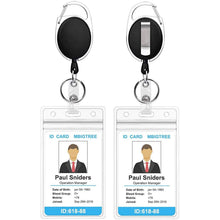 Load image into Gallery viewer, 2-Pack: Heavy Duty Retractable Badge Holders with Carabiner Reel Clip and Vertical Style Clear ID Card Holders