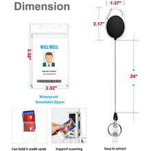 Load image into Gallery viewer, 2-Pack: Heavy Duty Retractable Badge Holders with Carabiner Reel Clip and Vertical Style Clear ID Card Holders