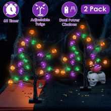 Load image into Gallery viewer, 2-Pack: Lighted Halloween Trees with Timer and Adjustable Twigs