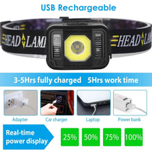 Load image into Gallery viewer, 2-Pack: Rechargeable Motion Sensor Headlamp 6 Light Modes