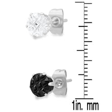 Load image into Gallery viewer, 2-Pair: Stainless Steel Cubic Zirconia Diamond Cut Stud Earrings Set