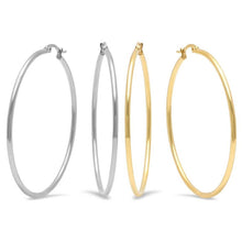 Load image into Gallery viewer, 2-Pairs: Stainless Steel 50mm Hoop Earring Set