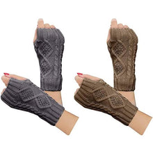 Load image into Gallery viewer, 2-Pairs: Women's Winter Warm Knit Fingerless Gloves
