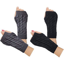 Load image into Gallery viewer, 2-Pairs: Women's Winter Warm Knit Fingerless Gloves