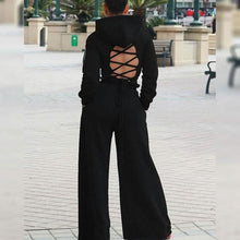 Load image into Gallery viewer, 2-Piece: Drawstring Open Back Loose Trouser Legs Suit