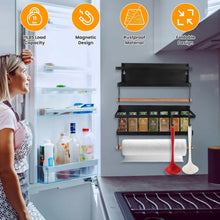 Load image into Gallery viewer, 2-Piece: Magnetic Spice Racks for Refrigerator with Paper Towel Holder
