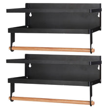 Load image into Gallery viewer, 2-Piece: Magnetic Spice Racks for Refrigerator with Paper Towel Holder