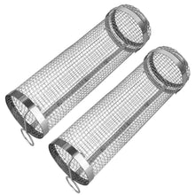 Load image into Gallery viewer, 2-Piece: Portable BBQ Rolling Basket Round Stainless Steel Grill
