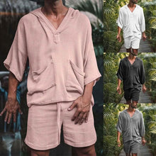Load image into Gallery viewer, 2-Piece Set: Men's Tracksuit Tennis Shirt Shorts and T Shirt Set Set Solid Color V Neck