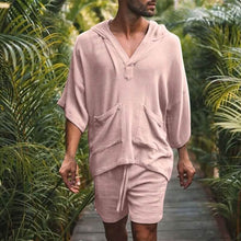 Load image into Gallery viewer, 2-Piece Set: Men's Tracksuit Tennis Shirt Shorts and T Shirt Set Set Solid Color V Neck