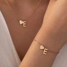 Load image into Gallery viewer, 2-Piece Set: Metal Heart And English Letter Necklace And Bracelet