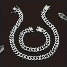 Load image into Gallery viewer, 2-Piece Set: Unisex Hip Hop Cuban Chain Necklace and 8" Bracelet