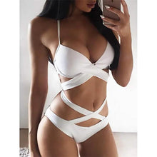 将图片加载到图库查看器,2-Piece Set: Women's Swimwear Bikini Push Up Open Back Solid Color