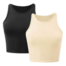 Load image into Gallery viewer, 2-Piece: Women Sleeveless Cropped Tank top High Neck