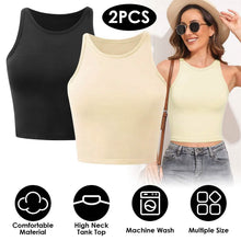 Load image into Gallery viewer, 2-Piece: Women Sleeveless Cropped Tank top High Neck