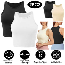 Load image into Gallery viewer, 2-Piece: Women Sleeveless Cropped Tank top High Neck