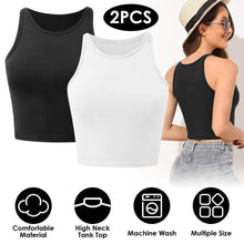 Load image into Gallery viewer, 2-Piece: Women Sleeveless Cropped Tank top High Neck