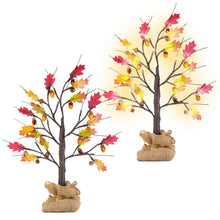将图片加载到图库查看器,2-Pieces: 2FT Artificial Lighted Maple Tree with 24-Pieces Warm White LED Beads