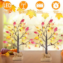将图片加载到图库查看器,2-Pieces: 2FT Artificial Lighted Maple Tree with 24-Pieces Warm White LED Beads
