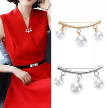 Load image into Gallery viewer, 2-Pieces: Faux Pearl Neck Tie Pin Buckle Faux Pendant
