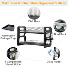 Load image into Gallery viewer, 2-Tier Dish Drying Rack Drainboard Set