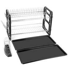 Load image into Gallery viewer, 2-Tier Dish Drying Rack Drainboard Set