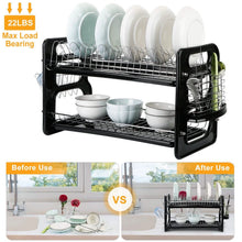 Load image into Gallery viewer, 2-Tier Dish Drying Rack Drainboard Set