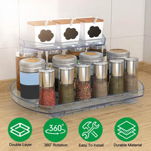 Load image into Gallery viewer, 2-Tier Turntable Organizer Rectangular Refrigerator Spinner Storage Rack with 360° Rotatable Slide Rail